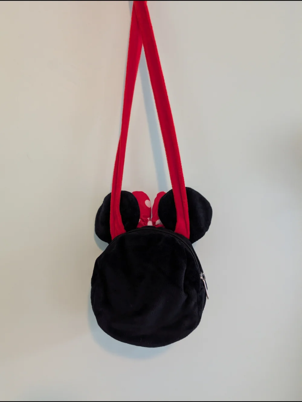 Disney Minnie Mouse Kids Red Bow 3D Plush Crossbody Bag